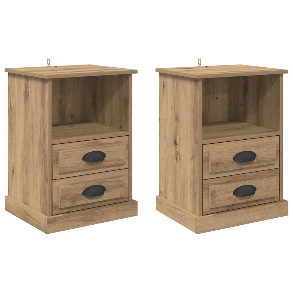 Bedside Cabinet with Drawer 2 pcs Artisan oak 43 x 36 x 60 cm